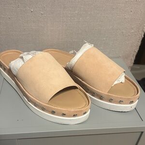 Paolo Beige Slide Sandals with Studded Detail